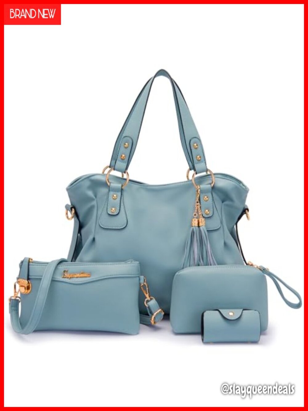 Faux Leather Hobo Tote Purse Set 4pcs Women Shoulder Bag